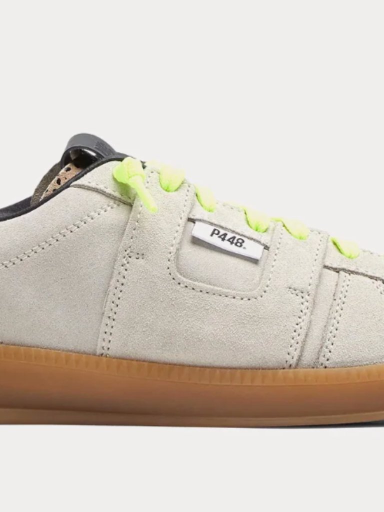 New P448 - Monza Trek Taupe Low Top Sneakers W/ Cute Bag. Size 39